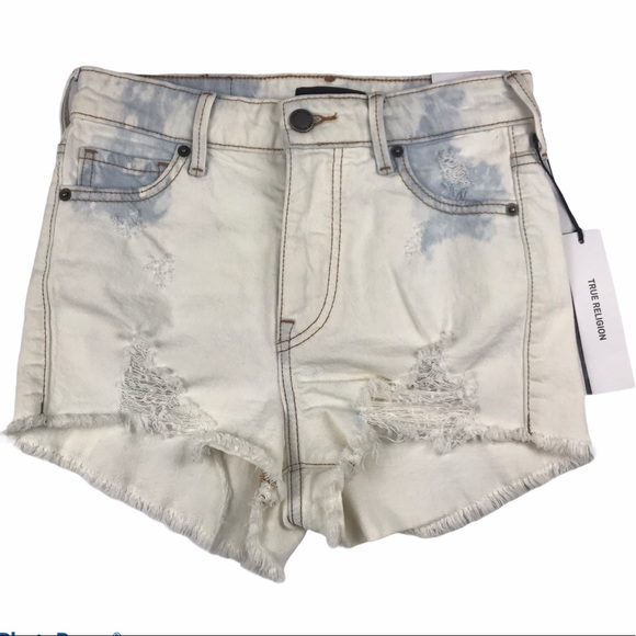 TRUE RELIGION Caia Fray Hem Skinny Shorts - Picture 1 of 6